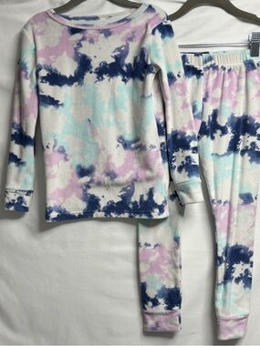 USED - Cat & Jack Kids Navy Blue Purple Teal Tie-Dye Pajama Set – Size 5T